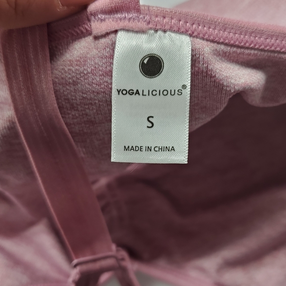 Yogalicious Pink Marled Sports Bra Size Small - Picture 3 of 3